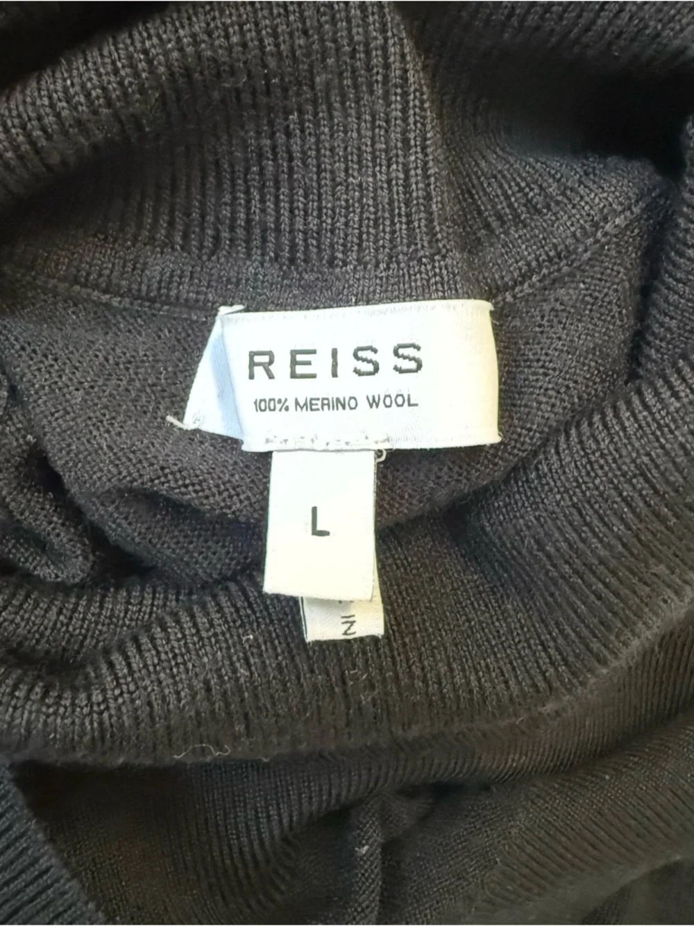 Reiss Black Roll Neck Turtleneck 100% Merino Wool Sweater Size L - Picture 6 of 6